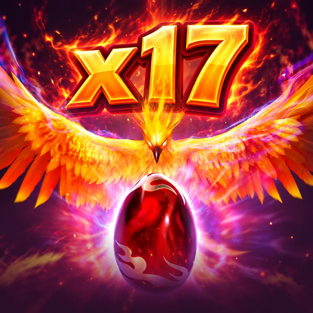 Burung api Phoenix emas legendaris mengepakkan sayap dengan logo x17 Phoenix Rises